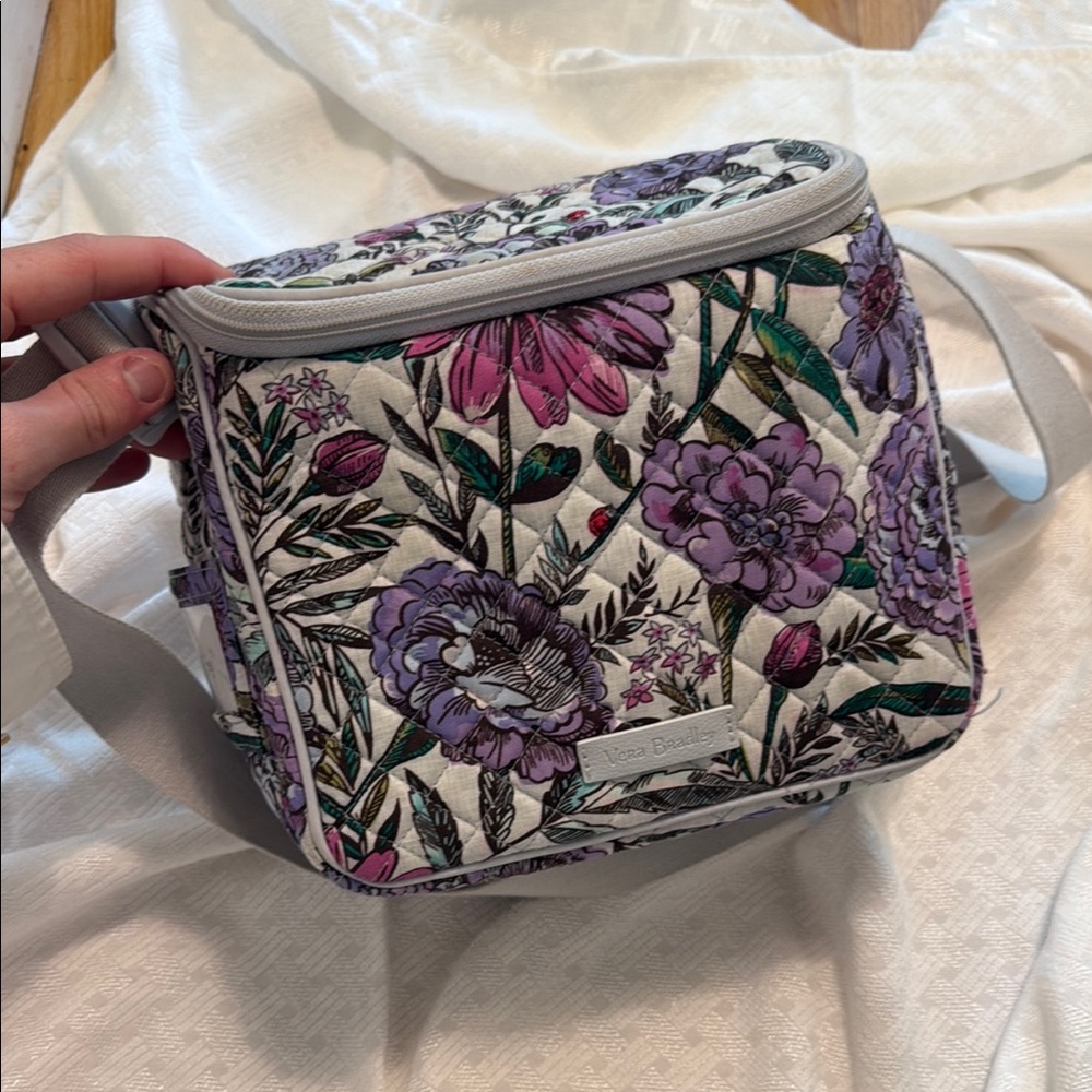 Vera Bradley Purple and White lunch Bag with Floral Design